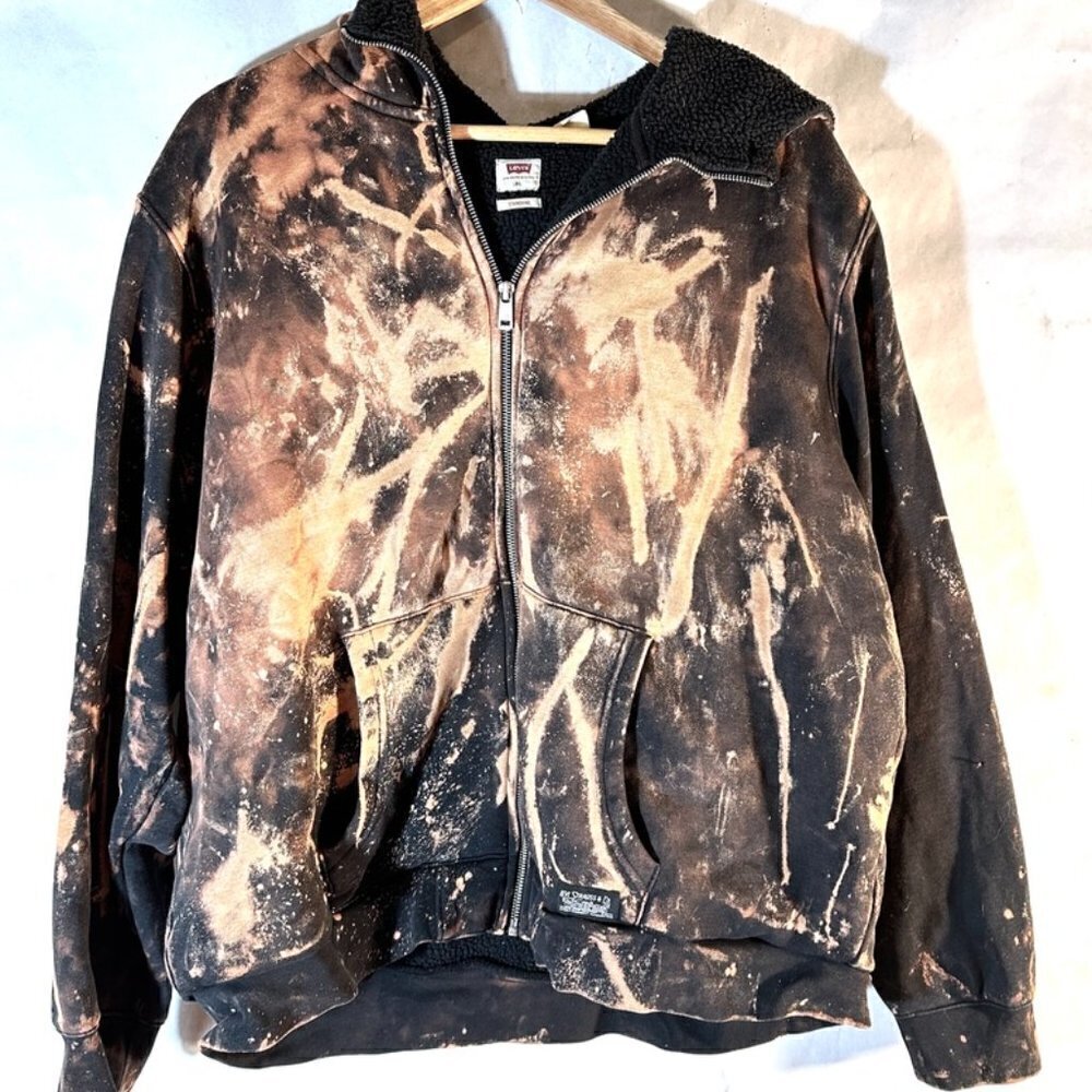 Levis PLUSH Sweatshirt Hoodie Size XL Extra Large Grunge Thick Acid Wash Heavy - Picture 2 of 6
